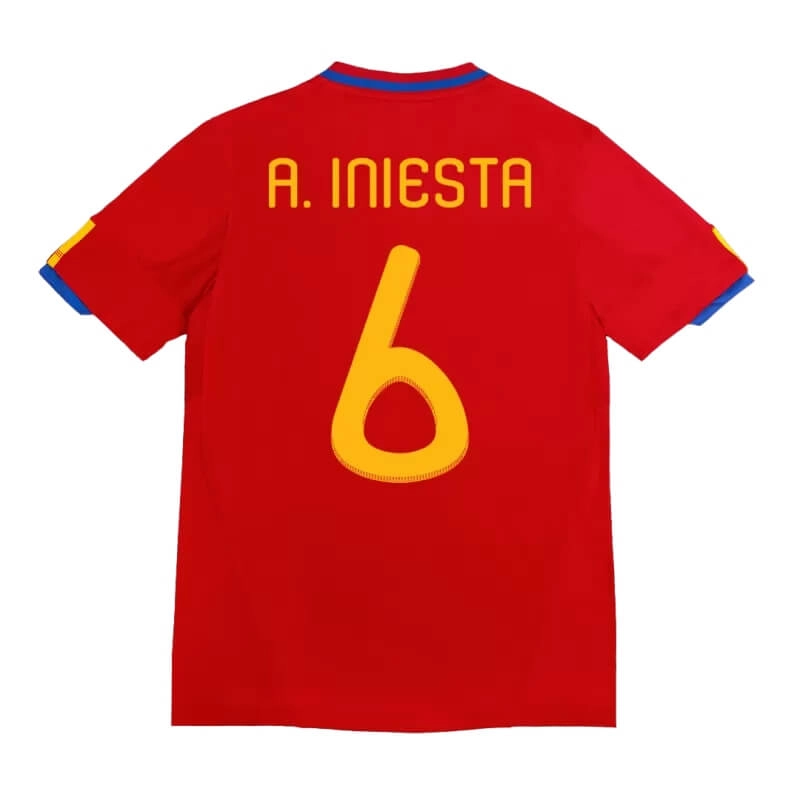 Camiseta A.INIESTA 6 España Home Retro 2010 Home