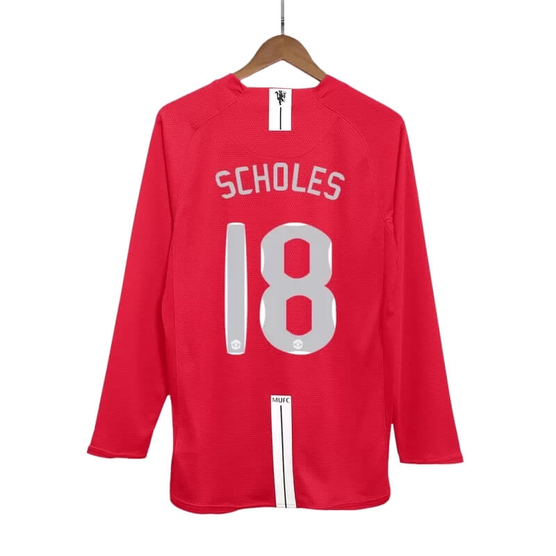 Camiseta SCHOLES 18 Manchester United Retro 2007/08 ML Home