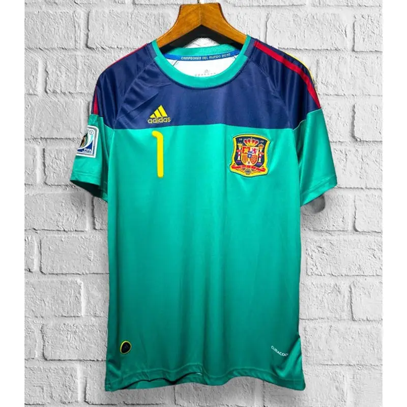 Camiseta De Portero CASILLAS 1 retro 2010 1 España Verde