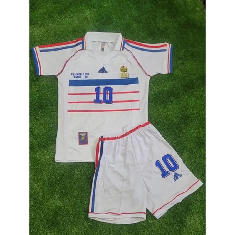 Camiseta ZIDANE 10 Francia retro 1998 Away Niño Kit