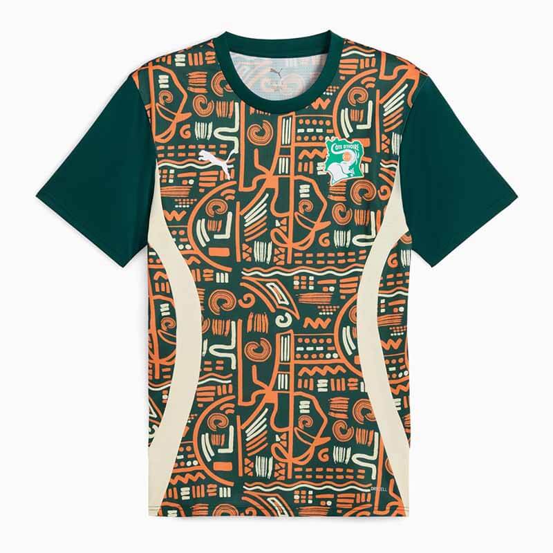 Camiseta Costa de Marfl Pre-Match 2025 Verde/Naranja