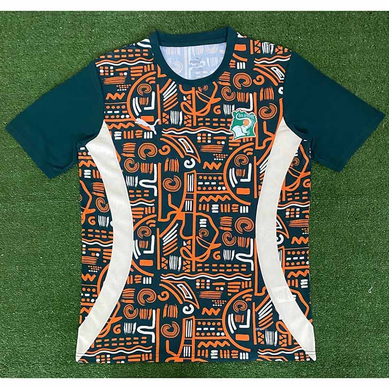 Camiseta Costa de Marfl Pre-Match 2025 Verde/Naranja
