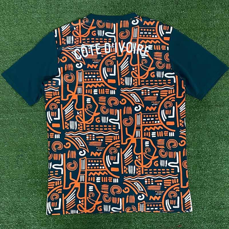 Camiseta Costa de Marfl Pre-Match 2025 Verde/Naranja