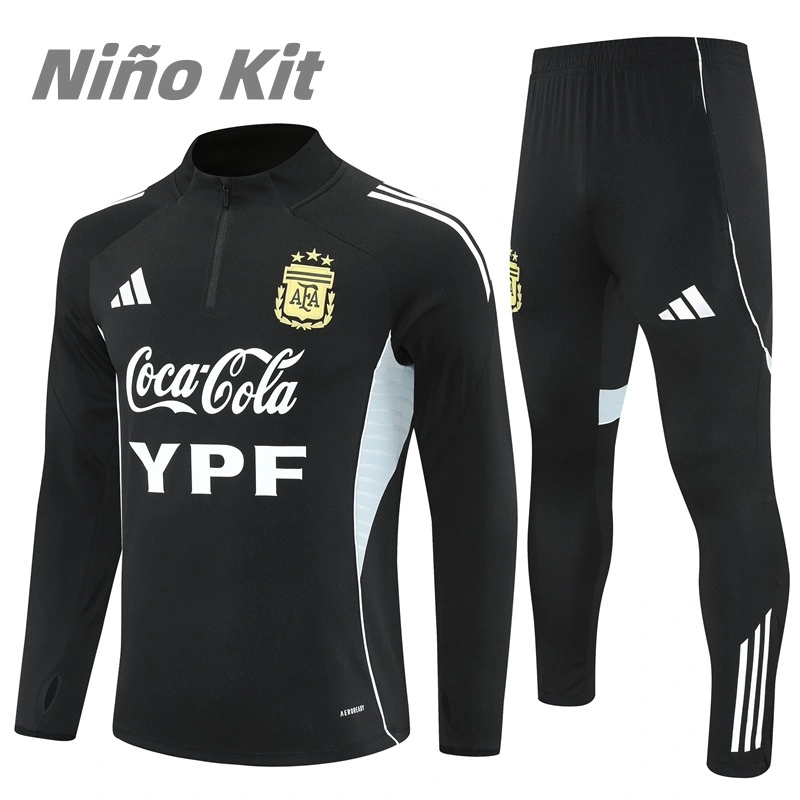 Sudadera Entrenamiento Argentina 2025/2026 Negro Niño Kit 