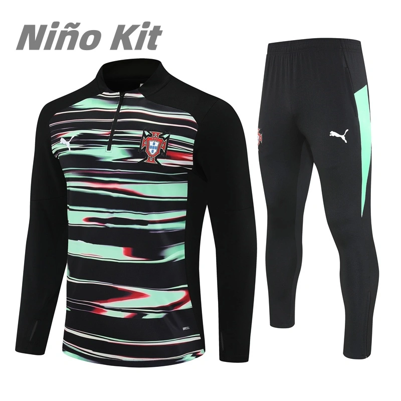Sudadera Entrenamiento Portugal 2025/2026 Verde/Negro Niño Kit 