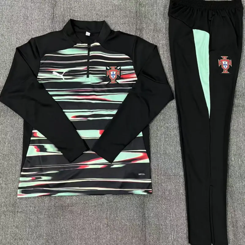 Sudadera Entrenamiento Portugal 2025/2026 Verde/Negro Niño Kit