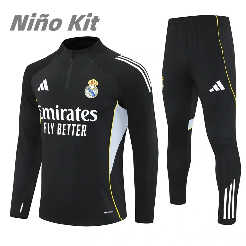 Sudadera Entrenamiento Real Madrid 2025/2026 Negro Niño Kit 