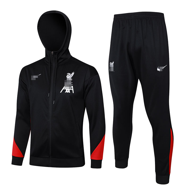 Chandal con Capucha de Liverpool 2024/2025 Negro/Rojo