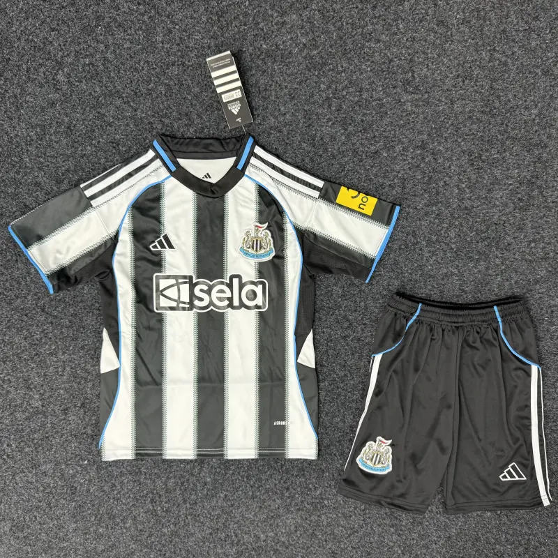 Camiseta Newcastle United 1ª Equipación 2025/2026 Negro/Blanco Niño Kit