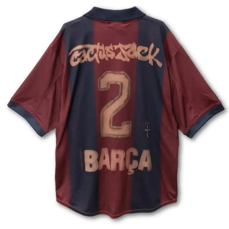 Camiseta Barcelona x Cactus Jack Retro 2000/01 Home Skeleton Rojo/Azul