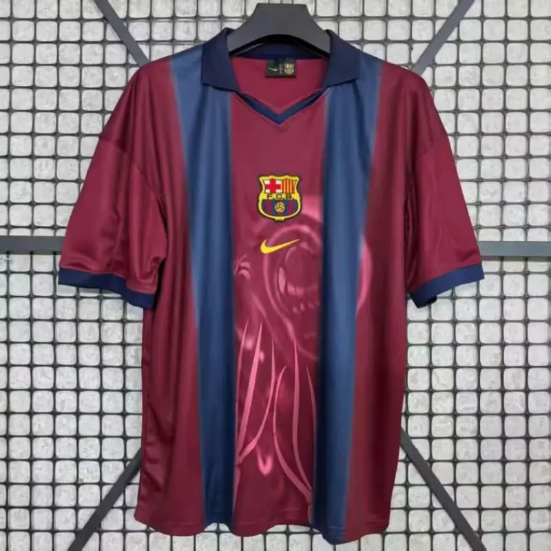 Camiseta Barcelona x Cactus Jack Retro 2000/01 Home Skeleton Rojo/Azul