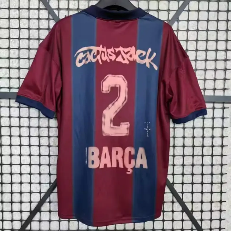 Camiseta Barcelona x Cactus Jack Retro 2000/01 Home Skeleton Rojo/Azul