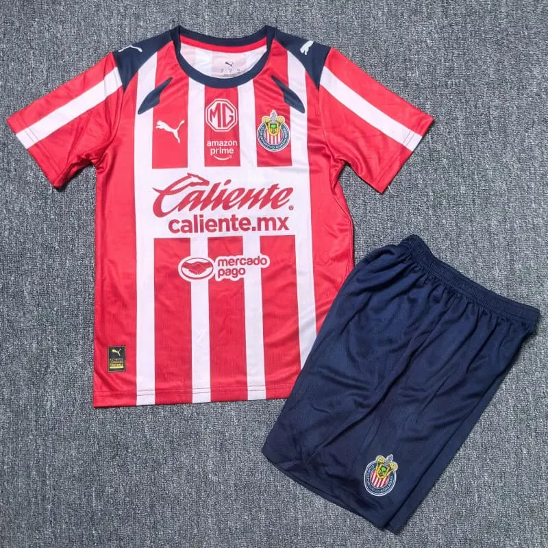 Camiseta Chivas 2025/2026 Home Rojo/Blanco Niño Kit