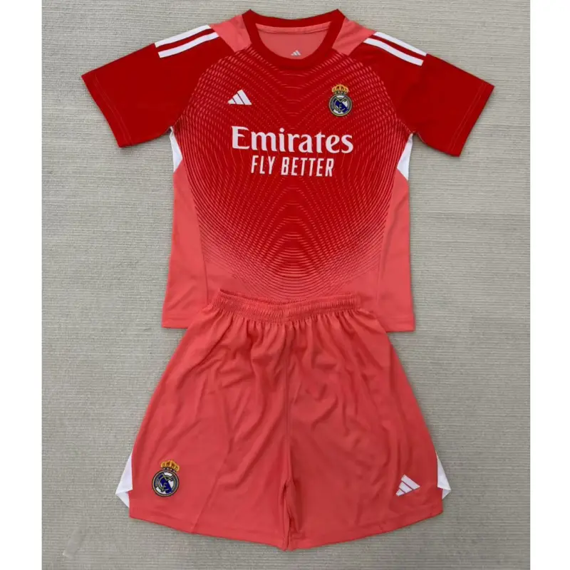 Camiseta de Portero Real Madrid 2025/2026 Rojo Niño Kit