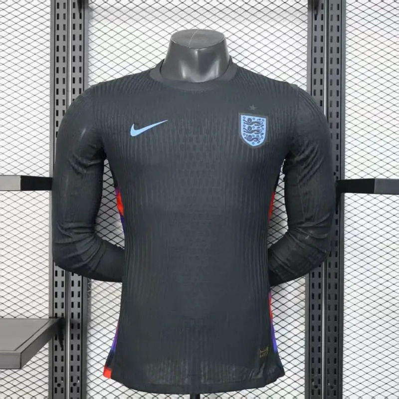 Camiseta Inglaterra 2025 Away la EURO Femenina ML Negro (EDICIÓN JUGADOR)