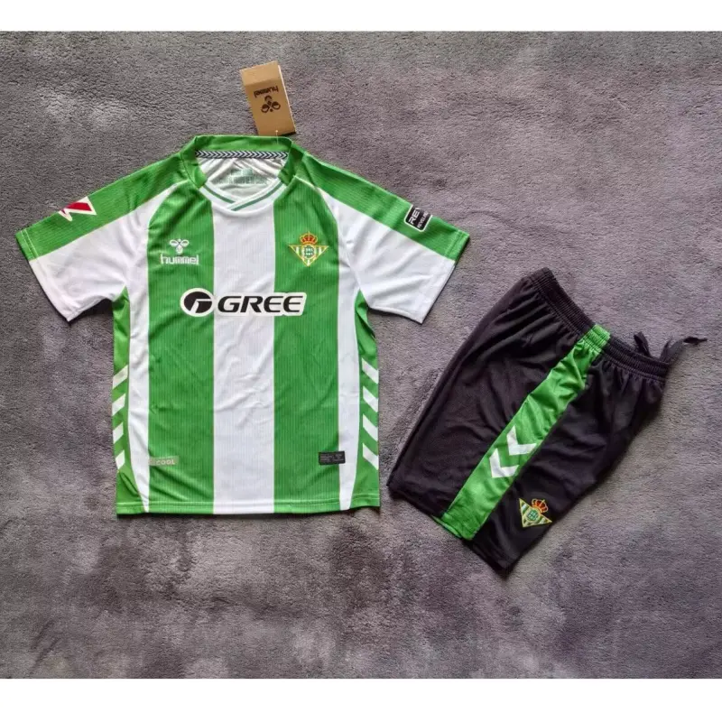 Camiseta Real Betis 2025/2026 Home Verde/Blanco Niño Kit con Parche La Liga