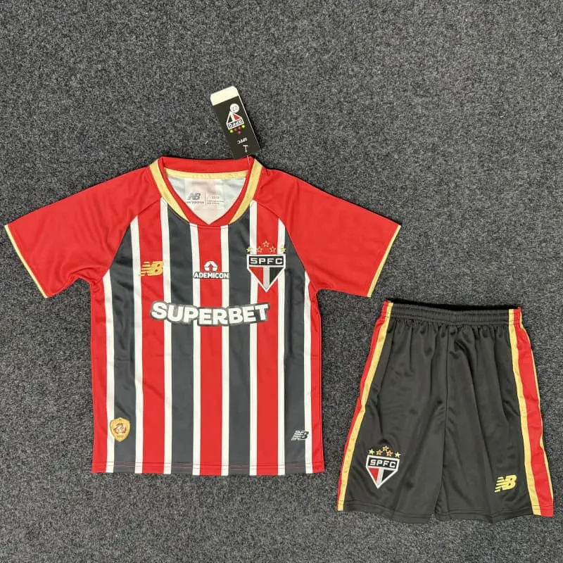 Camiseta São Paulo 2025/2026 Away Negro/Rojo Niño Kit