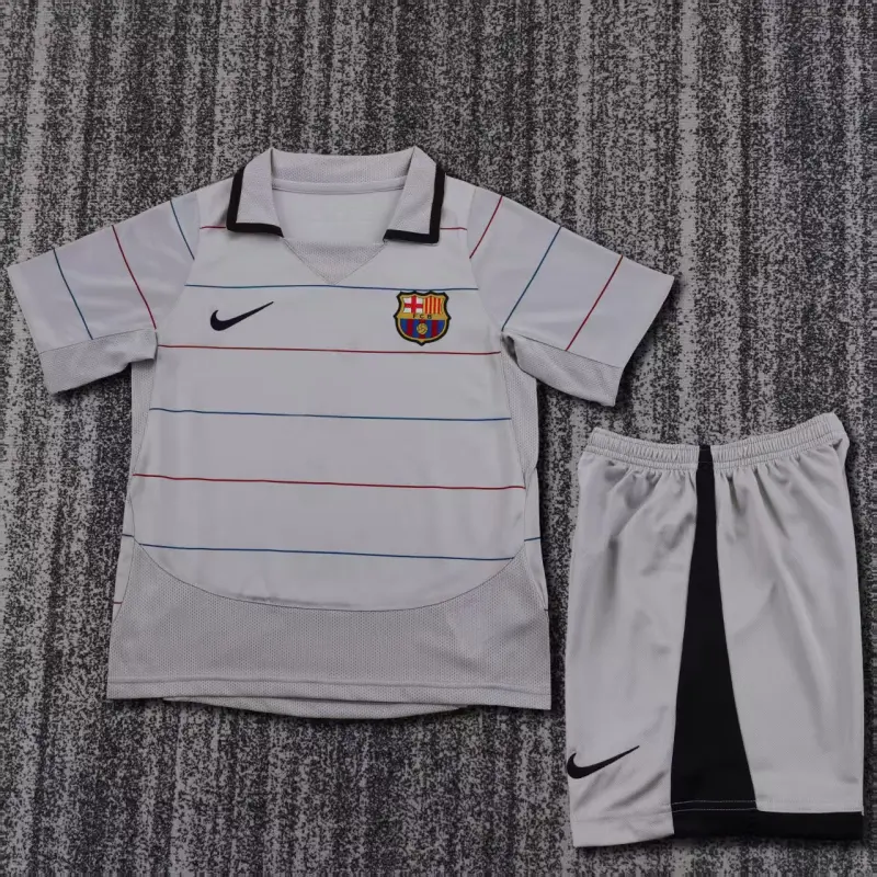 Camiseta Barcelona Retro 2003/04 Away Gris Niño Kit