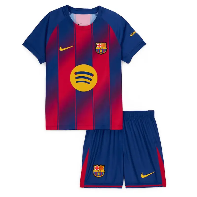 Camiseta Barcelona 2025/2026 Home Azul/Rojo Niño Kit
