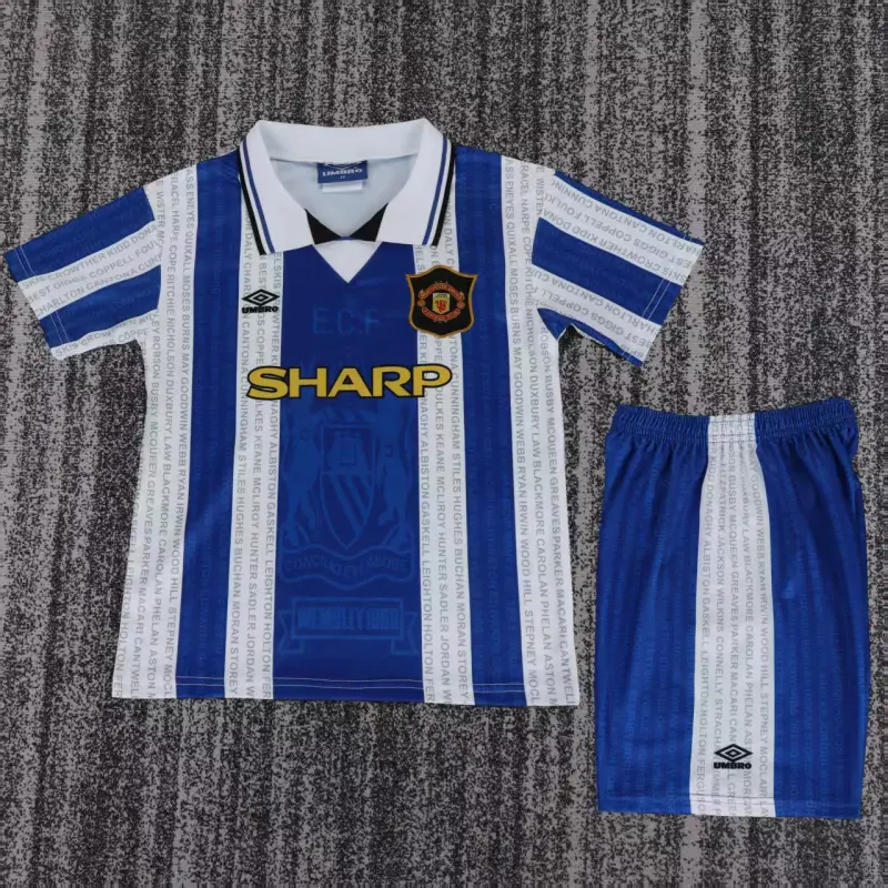 Camiseta Manchester United Retro 1994/96 Third Blanco/Azul Niño Kit