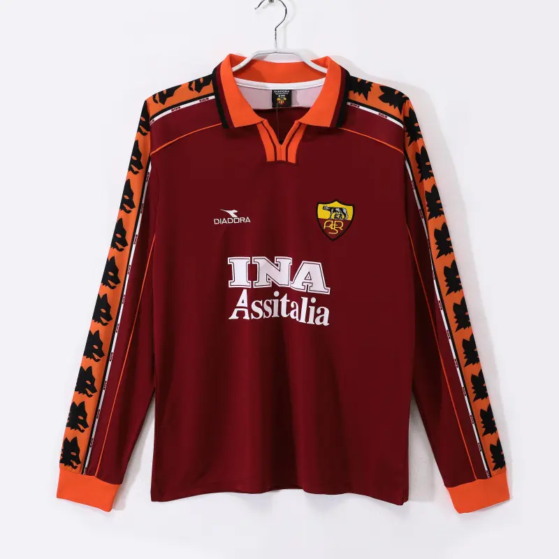 Camiseta AS Roma 1998/99 Home Retro ML Rojo Oscuro