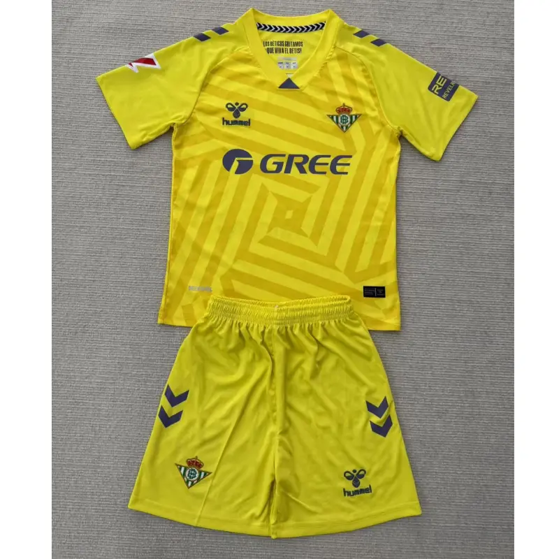 Camiseta de Portero Real Betis 2025/26 Amarillo Niño Kit con Parche La Liga