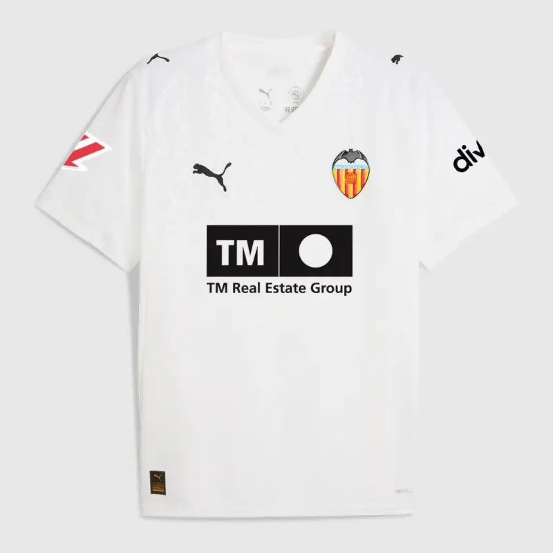 Camiseta Valencia 2025/2026 Home Blanco con Parche La Liga