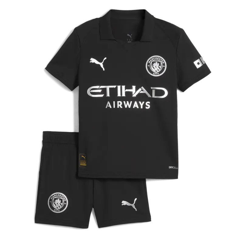 Camiseta Manchester City 2025/2026 Away Negro Niño Kit