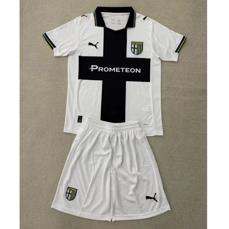 Camiseta Parma Calcio 2025/2026 Home Blanco/Negro Niño Kit