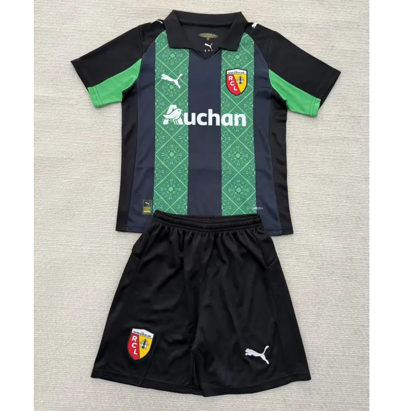 Camiseta RC Lens 2025/2026 Away Verde/Negro Niño Kit