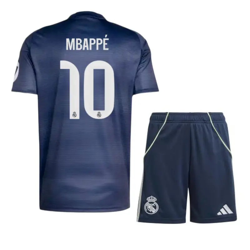 Camiseta MBAPPÉ 10 Real Madrid 2025/2026 Away Azul Marino Niño Kit