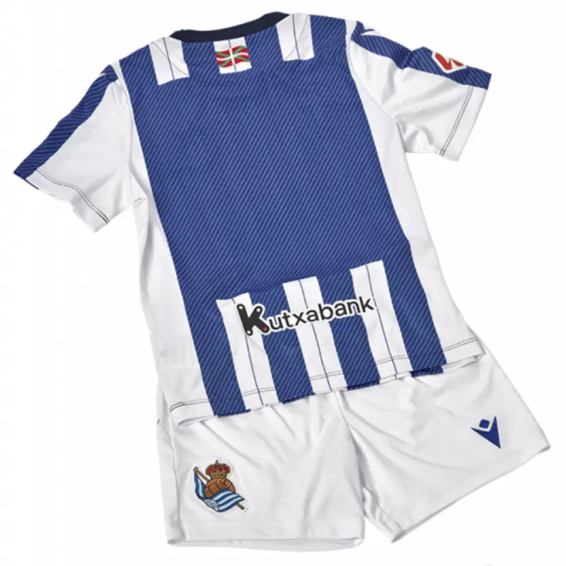 Camiseta Real Sociedad 2025/2026 Home Azul/Blanco Niño Kit con Parche La Liga