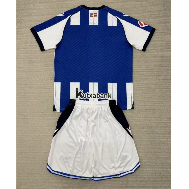 Camiseta Real Sociedad 2025/2026 Home Azul/Blanco Niño Kit con Parche La Liga