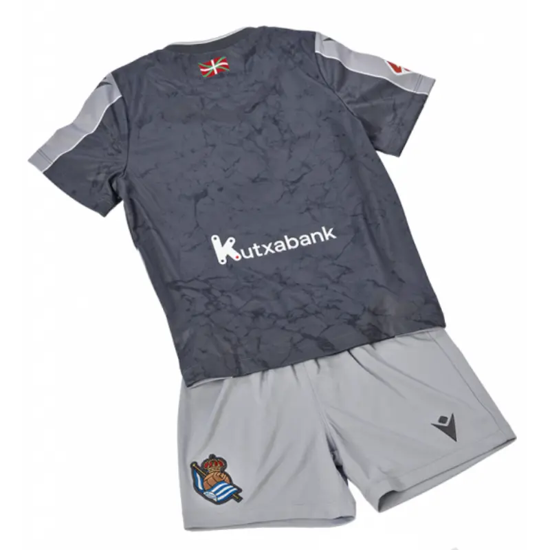 Camiseta Real Sociedad 2025/2026 Away Azul Marino/Gris Niño Kit con Parche La Liga