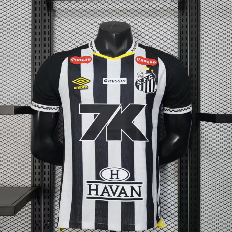 Camiseta Santos FC 2025/2026 Away Negro/Blanco con Publicitario (EDICIÓN JUGADOR)