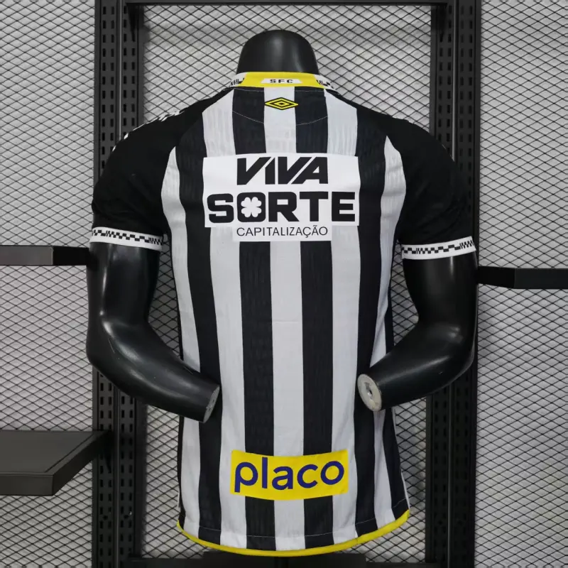 Camiseta Santos FC 2025/2026 Away Negro/Blanco con Publicitario (EDICIÓN JUGADOR)
