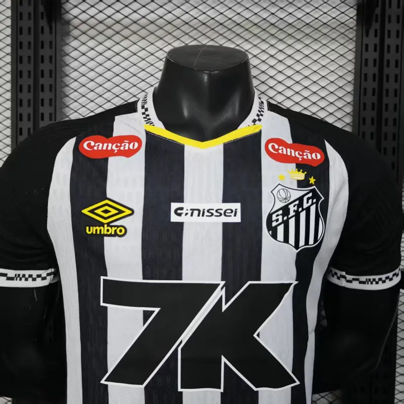 Camiseta Santos FC 2025/2026 Away Negro/Blanco con Publicitario (EDICIÓN JUGADOR)