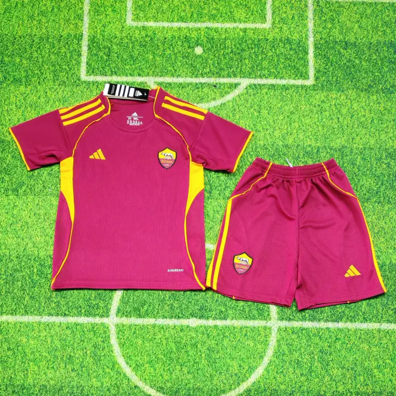 Camiseta AS Roma 2025/2026 Home Rojo Oscuro Niño Kit