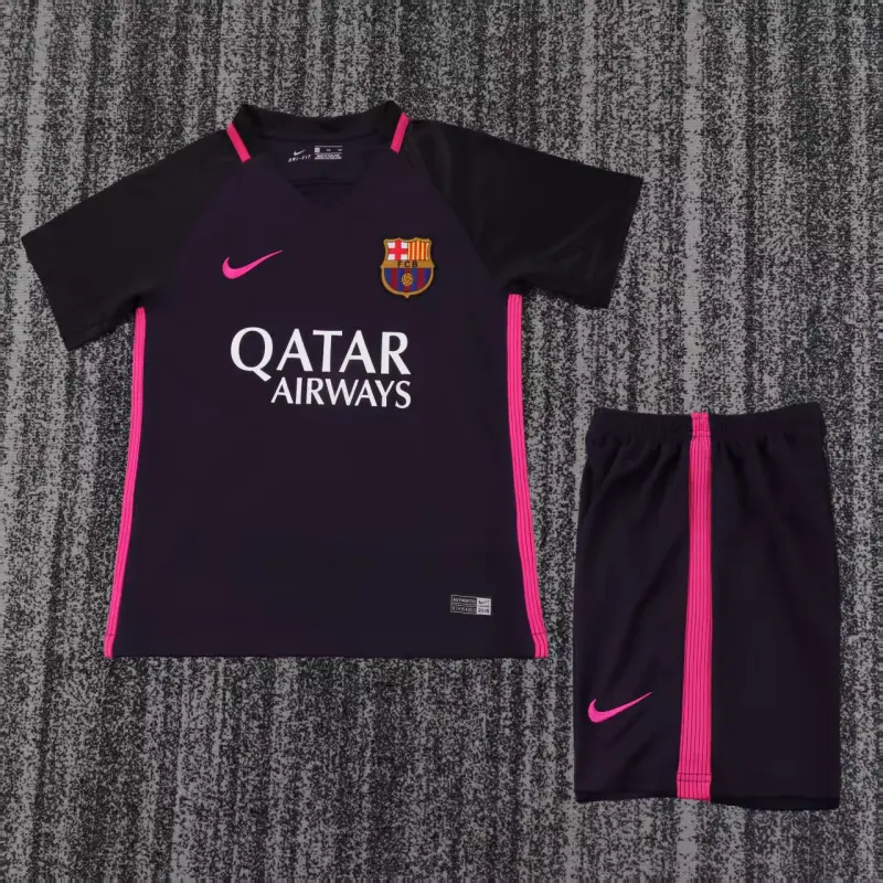 Camiseta Barcelona 2016/17 Away Retro Negro Niño Kit