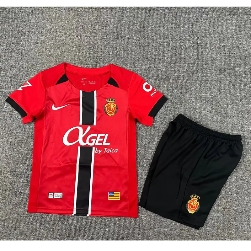 Camiseta RCD Mallorca 2025/2026 Home Rojo Niño Kit con Parche La Liga