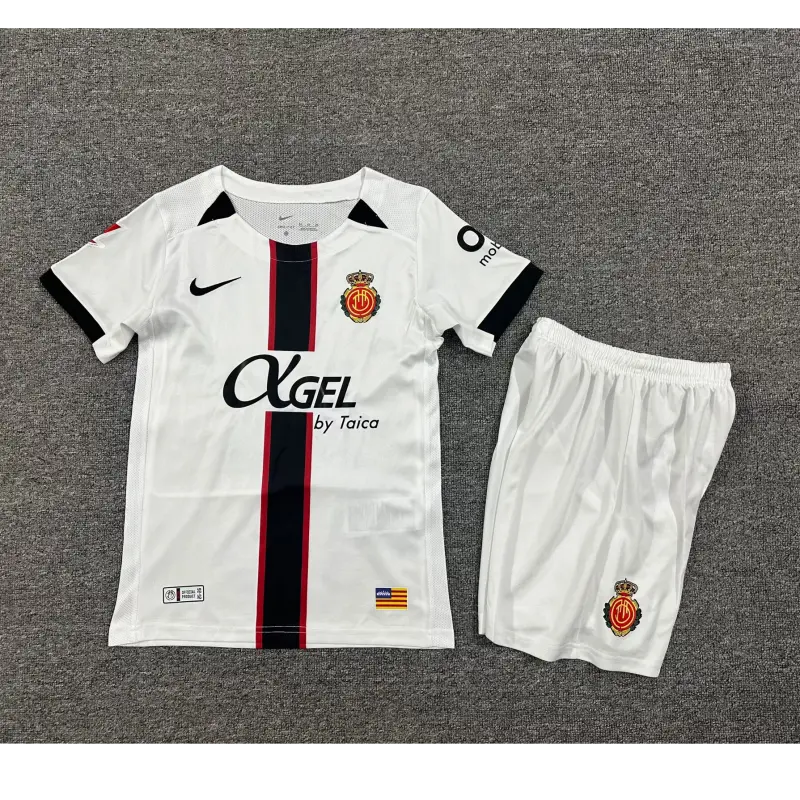Camiseta RCD Mallorca 2025/2026 Away Blanco Niño Kit con Parche La Liga