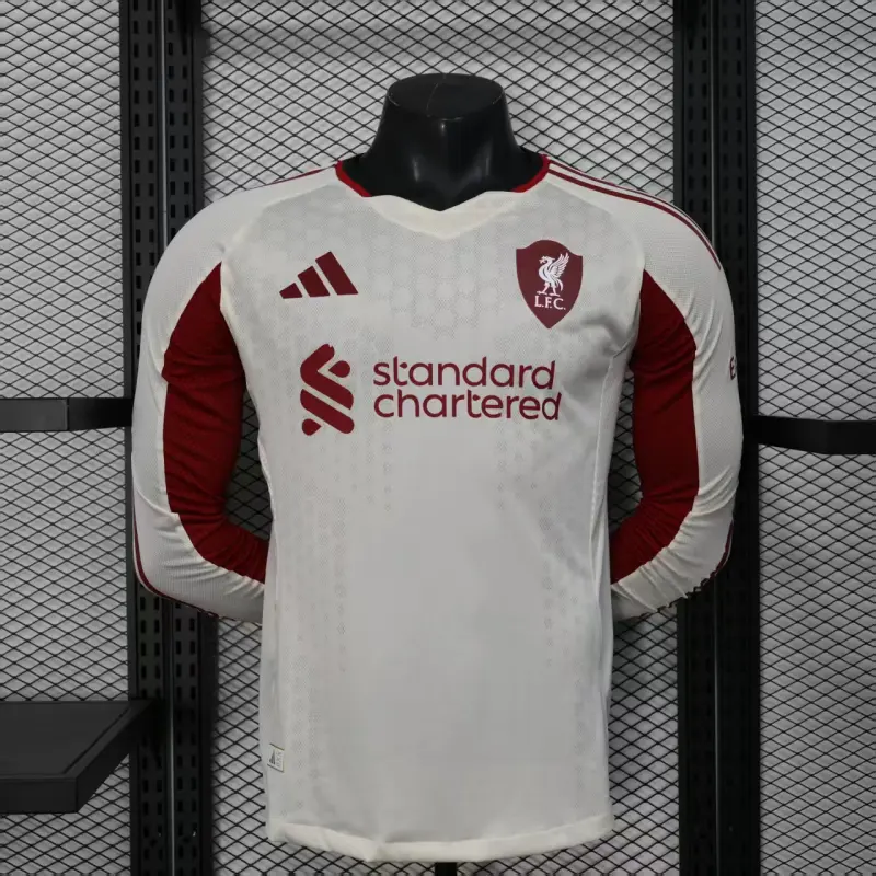 Camiseta Liverpool 2025/2026 Away ML Blanco (EDICIÓN JUGADOR)