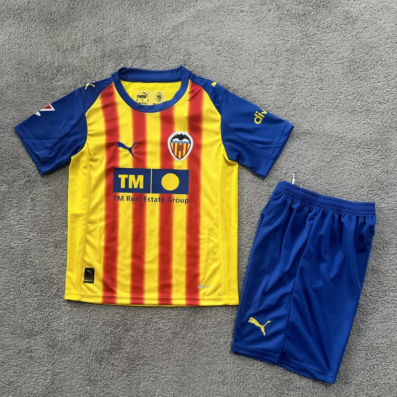 Camiseta Valencia 2025/2026 Third Amarillo/Rojo/Azul Niño Kit con Parche La Liga