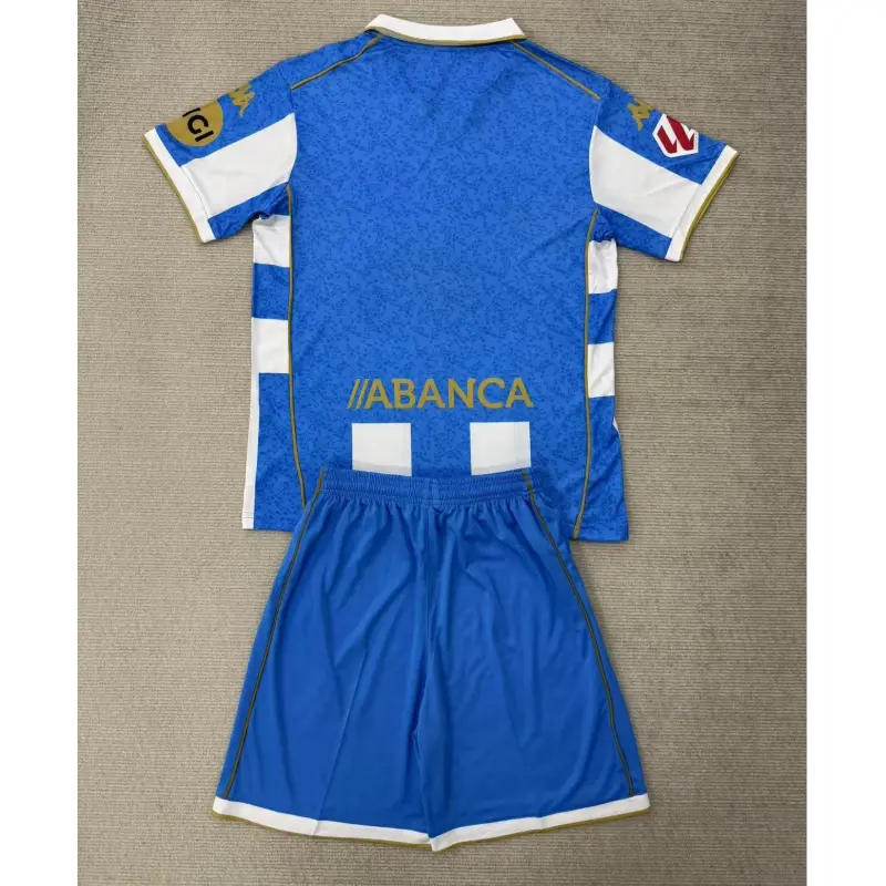 Camiseta Deportivo de La Coruña 2025/2026 Home Blanco/Azul con Parche La Liga Niño Kit