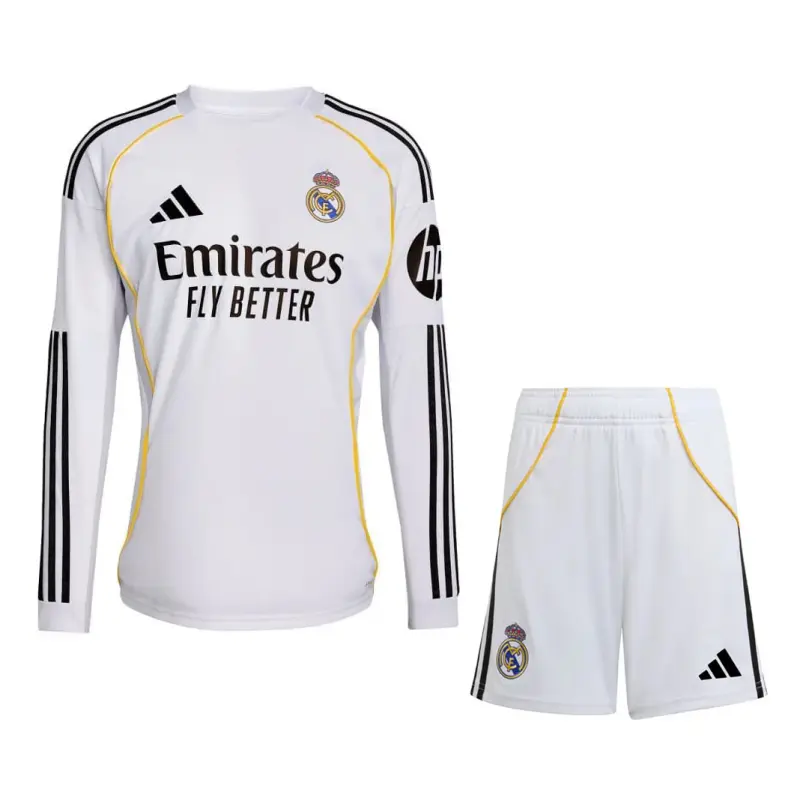 Camiseta Real Madrid 2025/2026 Home ML Blanco Niño Kit con Parche HP