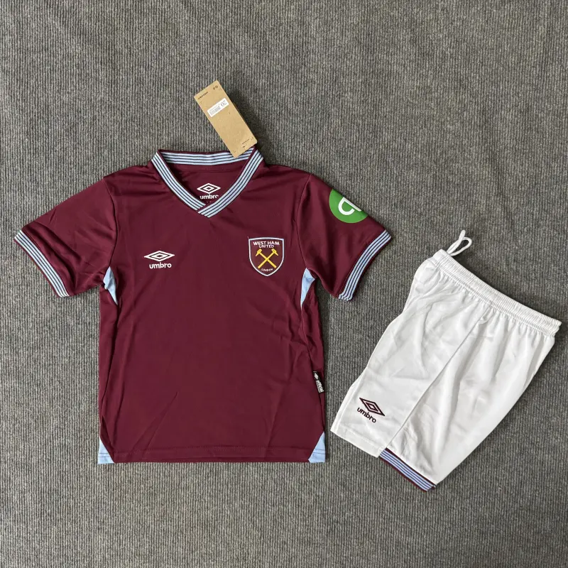 Camiseta West Ham United 2025/2026 Home Rojo Oscuro Niño Kit