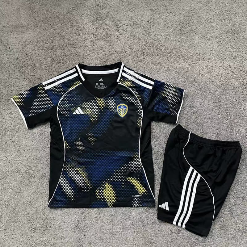 Camiseta Leeds United 2025/2026 Third Negro/Azul/Amarillo Niño Kit