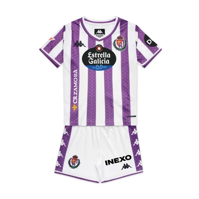 Camiseta Real Valladolid 2025/2026 Home Morado/Blanco Niño Kit con Parche La Liga