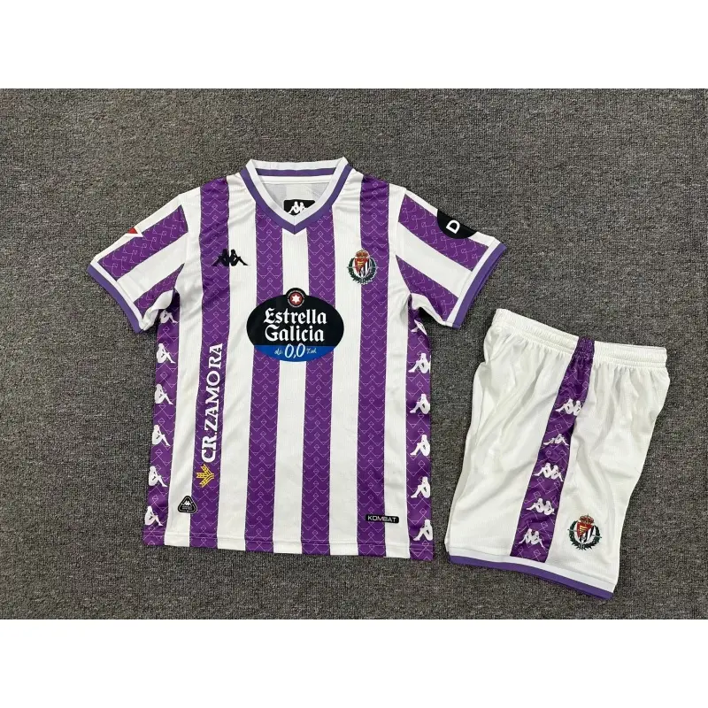 Camiseta Real Valladolid 2025/2026 Home Morado/Blanco Niño Kit con Parche La Liga