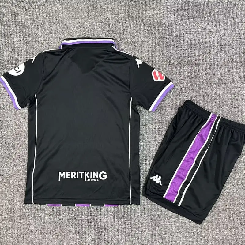 Camiseta Real Valladolid 2025/2026 Away Morado/Negro Niño Kit con Parche La Liga